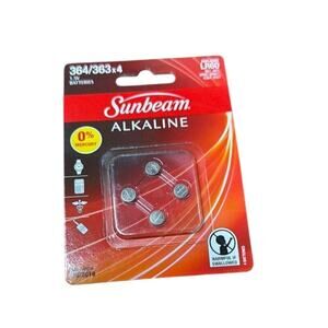 New in Sealed Package Sunbeam Cell‎ Alkaline 364/363 LR60 4Pk.